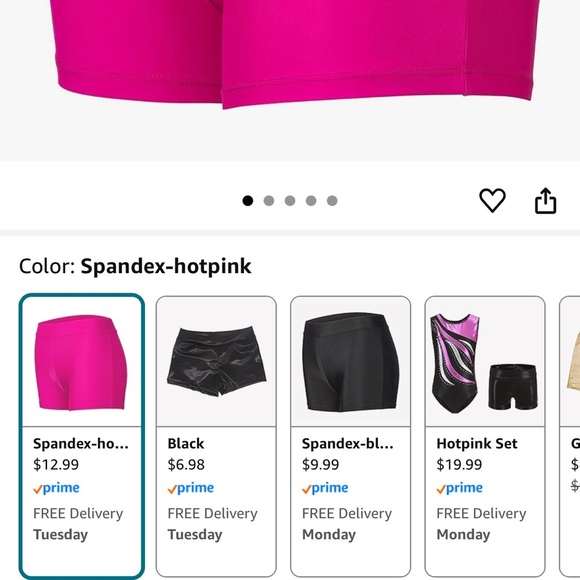 Bright Pink Cheer Dance Biker Spandex Shorts for Girls Booty Under Dress - Picture 3 of 4